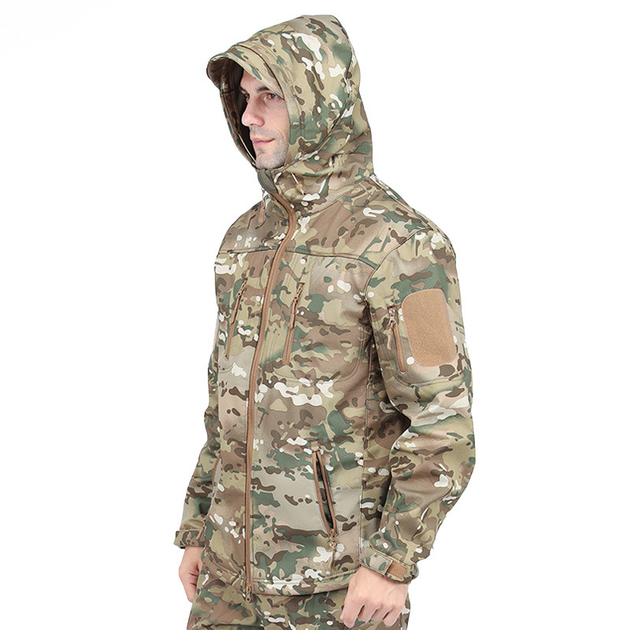 Тактическая куртка Lesko A013 Camouflage CP 3XL водонепроницаемая камуфляжная куртка с капюшоном и карманами TK_2359 - изображение 1