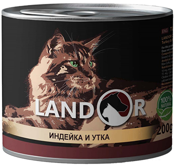 Вологий корм Landor Adult Cat Turkey & Duck для дорослих котів індичка/качка 0.2 кг (арт КВ-2) - Фото 1 Вологий корм Landor Adult Cat Turkey & Duck для дорослих котів індичка/качка 0.2 кг (арт КВ-2) - зображення 1