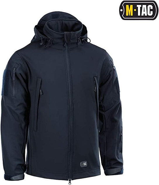 M-Tac Тактическая куртка с капюшоном на флисовой подкладке - Водонепроницаемая размер XL, цвет Navy Blue - изображение 2