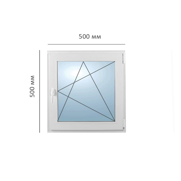 Вікно ПВХ Framex поворотно-відкидне 500х500 мм біле праве відкривання (F1H40000500X050000410141239301000111) - зображення 1