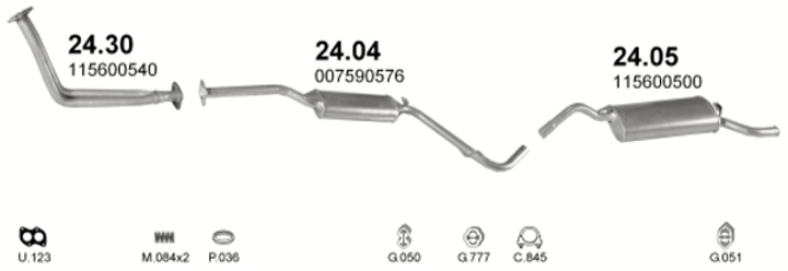 Глушитель POLMO Skoda Favorit 1.3, 1.3i 89-96 Polmostrow (24.05) (Polmo-24.05) - изображение 2