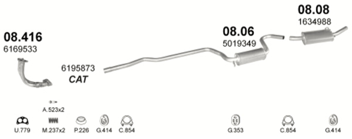 Резонатор POLMO Ford Escort 1.4i kat 85-90/Orion 86-90 Polmostrow (08.06) (Polmo-08.06) - зображення 2