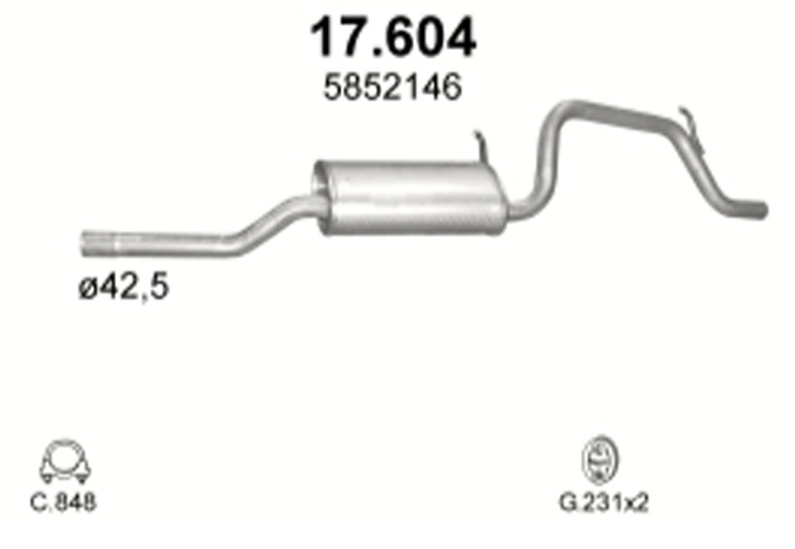 Глушитель POLMO Opel Agila 1.2i -16V 00 -07 Polmostrow (17.604) (Polmo-17.604) - изображение 2