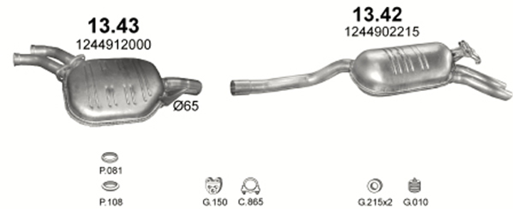 Глушитель POLMO Mercedes W124 89-95 E280/E320/E320C/300E/CE kat Polmostrow (13.42) (Polmo-13.42) - изображение 2