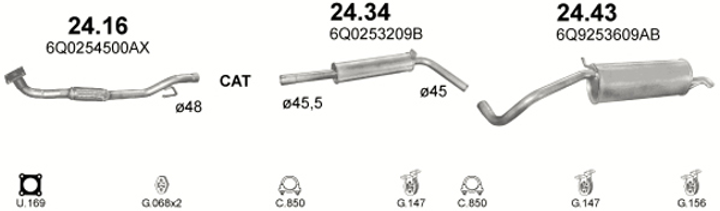 Глушители POLMO Seat Cordoba 1.4 Polmostrow (24.43) (Polmo-24.43) - изображение 2