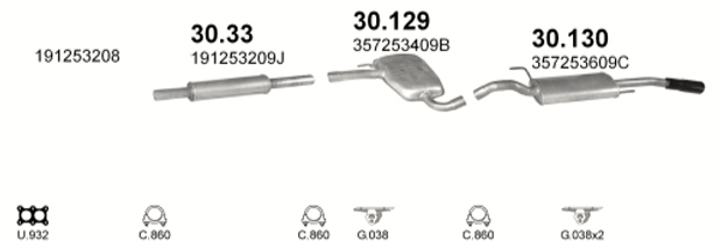 Резонатор POLMO Volkswagen Passat 1.8 16V/1.8 GT16V 88-93 Polmostrow (30.129) (Polmo-30.129) - зображення 2