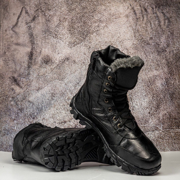 Военные Зимние Берцы , из натуральной кожи и меха, Berets 123456788 39 (26см) Черные - изображение 2