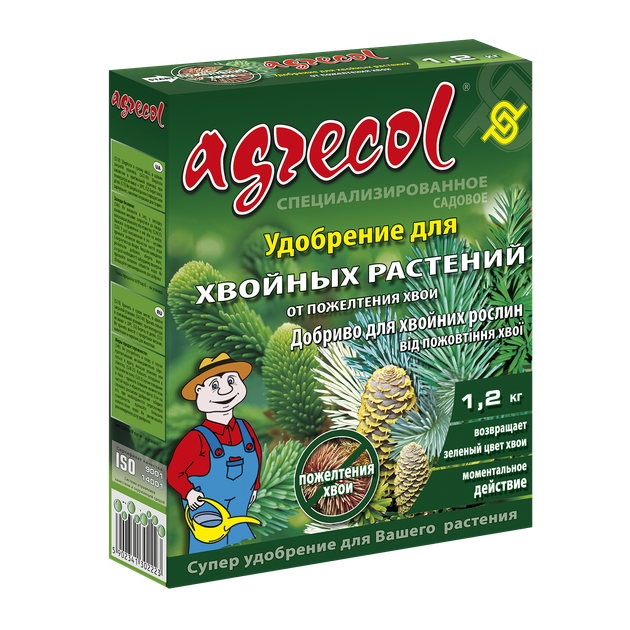 Добриво для хвої від пожовтіння Agrecol 1,2 кг - Фото 1 Добриво для хвої від пожовтіння Agrecol 1,2 кг - зображення 1