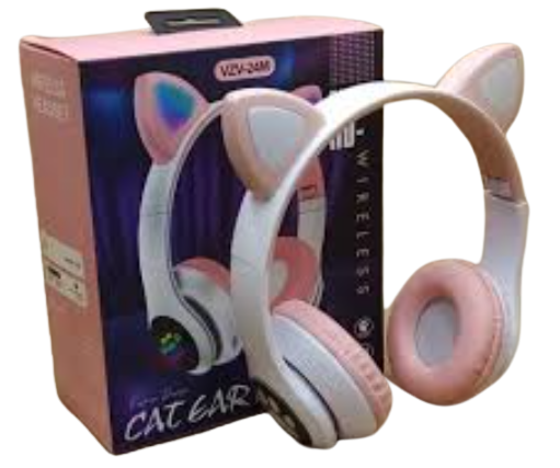 Беспроводные детские наушники Cat VZV-24M с кошачьими ушками с подсветкой MP3 MicroSD FM-радио розовые - Фото 4 Беспроводные детские наушники Cat VZV-24M с кошачьими ушками с подсветкой MP3 MicroSD FM-радио розовые - изображение 4