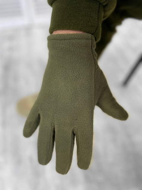 Тактичні рукавички флісові Olive XL - зображення 2
