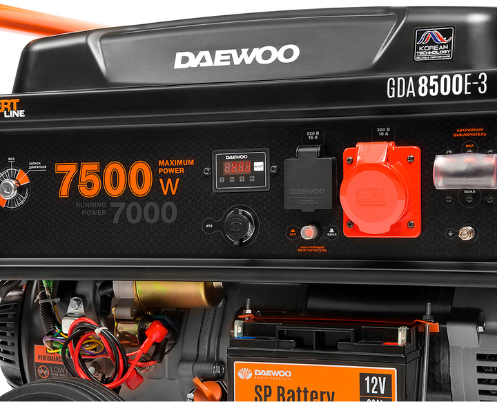 Генератор бензиновий Daewoo GDA8500E-3 7 кВт 3 фази електричний пуск - зображення 4