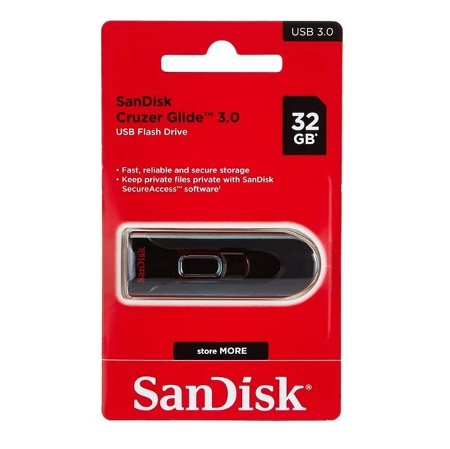 Флеш-накопичувач SanDisk USB 2.0 Cruzer Glide 32Gb Black/Red (SDCZ60-032G-B35) - зображення 3