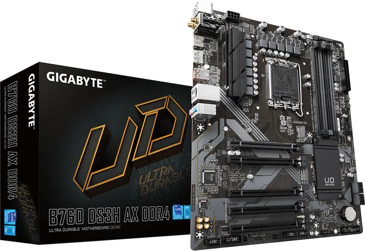 Материнська плата Gigabyte B760 DS3H AX DDR4 (s1700, Intel B760, PCI-Ex16) - Фото 5 Материнська плата Gigabyte B760 DS3H AX DDR4 (s1700, Intel B760, PCI-Ex16) - зображення 5