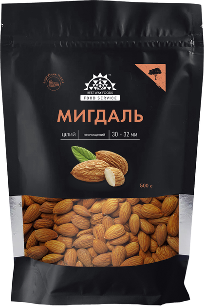 Миндаль Best Way Foods Целый неочищенный 30–32 мм 500 г (0.5 кг ...