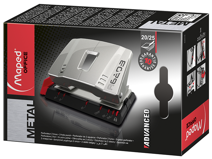 Дырокол металлический ADVANCED METAL, 20/25л., серебряный - изображение 4
