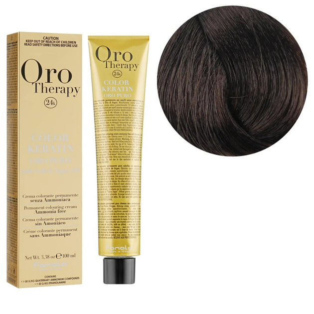 Крем-фарба для волосся 4.14 Keratin Oro Puro Fanola 100 мл - Фото 1 Крем-фарба для волосся 4.14 Keratin Oro Puro Fanola 100 мл - зображення 1