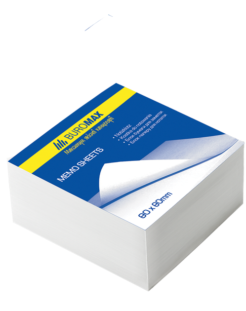 Блок білого паперу для нотаток Buromax 80х80х50мм 500 аркушів склеєний (BM.2204) - Фото 1 Блок білого паперу для нотаток Buromax 80х80х50мм 500 аркушів склеєний (BM.2204) - зображення 1