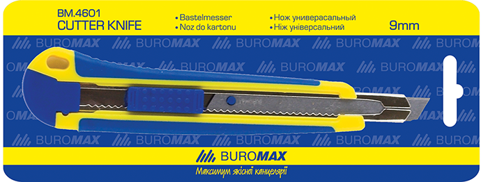 Ніж універсальний Buromax 9мм пластиковий корпус (BM.4601) - Фото 2 Ніж універсальний Buromax 9мм пластиковий корпус (BM.4601) - зображення 2