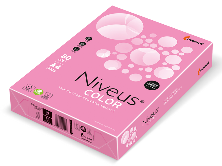 Бумага цветная Niveus неон А4 80 г/м² NEOPI розовый 500 л (A4.80.NVN.NEOPI.500) - Фото 1 Бумага цветная Niveus неон А4 80 г/м² NEOPI розовый 500 л (A4.80.NVN.NEOPI.500) - изображение 1