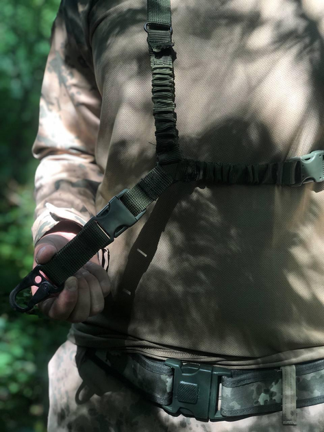 Ремінь збройовий для АК одноточковий олива для військових ЗСУ - зображення 2