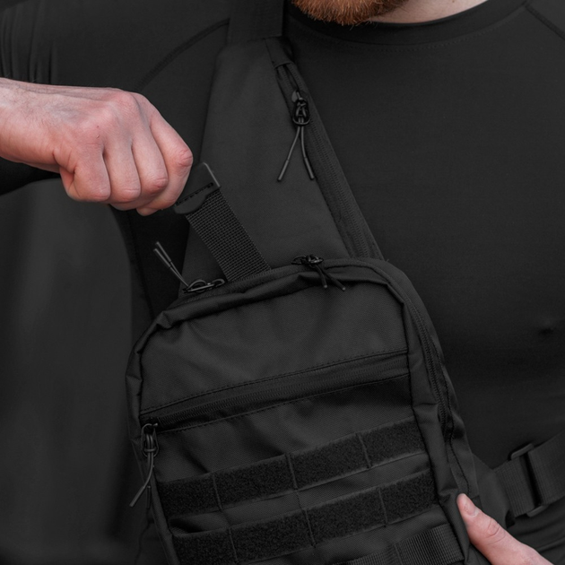 Тактическая сумка с кобурой под оружие на 6 карманов, черная. - изображение 2