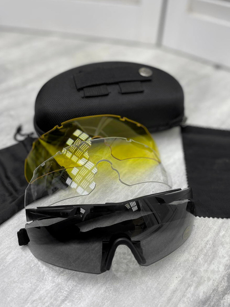 Тактические черные военные очки с сменными линзами PROF Очки для военных Очки для стрельбы - изображение 2