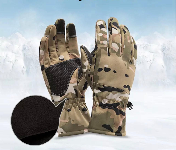 Перчатки зимние флисовые мультикам тактические Yakeda водонепроницаемые смартфон сенсор L военные армейские - изображение 2