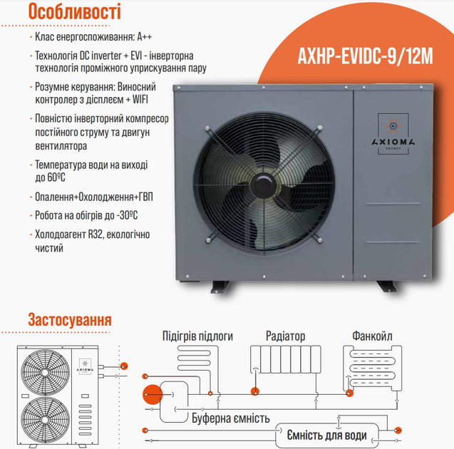 Тепловий насос AXIOMA energy AXHP-EVIDC-9M - зображення 3