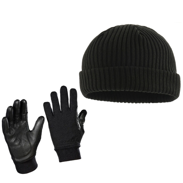 Набір M-Tac Black шапка в'язана 100% акрил та перчатки Assault Tactical Mk.8 - зображення 1