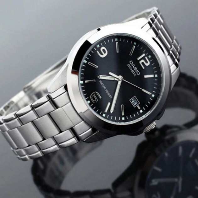 Мужские часы Casio MTP-1215A-1A Черные с серебристым Сasual – фото ...