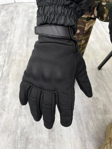 Зимние перчатки софтшел зимние чёрный XL - изображение 2
