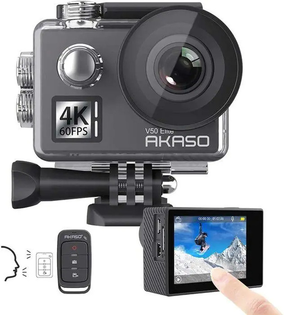 Экшн-камера AKASO V50 Elite, 4K 60FPS, 20 MP камера с сенсорным экраном ...