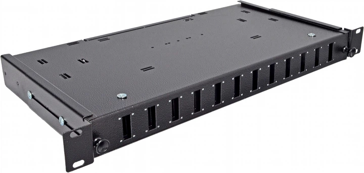 Оптическая панель CMS 12 портов SC-Duplex/LC-Quad, 1U, выдвижная, пустая, 4 ввода кабеля, Черная (UA-FOP12SCD-B) - изображение 3