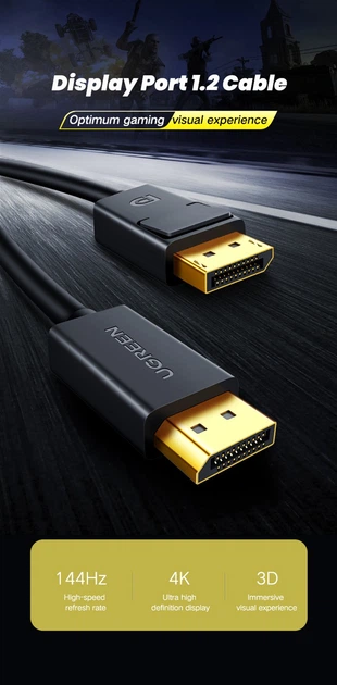 Кабель Ugreen DP102 DP 1.2 Male to Male Cable 1 м Black (6957303812448) - зображення 2