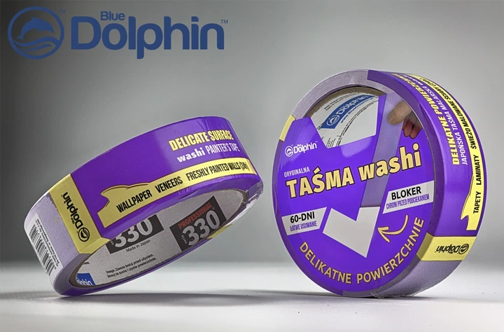 Малярная лента Blue Dolphin Washi Delicate 29 мм х 25 м фиолетовая