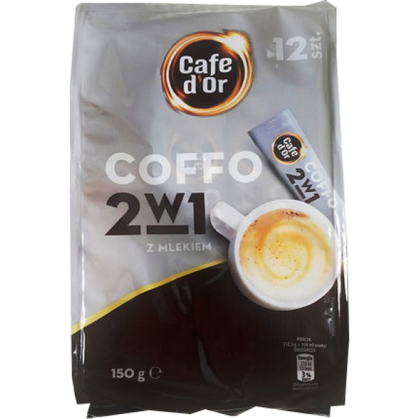 Кава розчинна в стиках Coffo Cafe d'or з молоком, 150 г (12 стиків) - Фото 1 Кава розчинна в стиках Coffo Cafe d'or з молоком, 150 г (12 стиків) - зображення 1