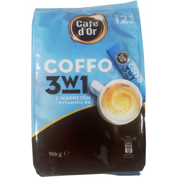 Кофе растворимый в стиках Coffo Cafe d'or с магнием, 150 г (12 стиков) - Фото 1 Кофе растворимый в стиках Coffo Cafe d'or с магнием, 150 г (12 стиков) - изображение 1