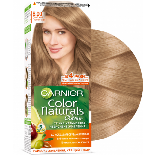 Гарньер русый отзывы. Гарньер Color naturals 8.00 глубокий пшеничный краска для волос. Гарньер колор 8,00. Краска гарньер 8.0. Краска для волос гарньер 8.0.