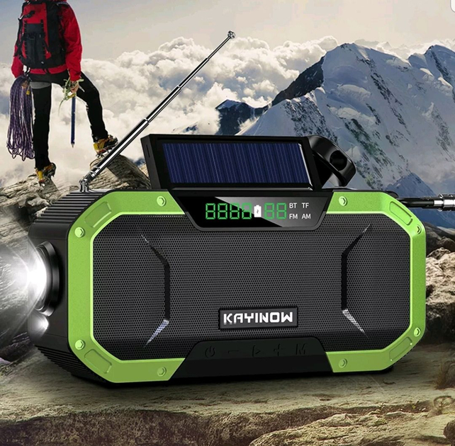 Портативный Всеволновой Аварийный Радиоприемник (радио) + фонарь и павер 5000mAh Kayinow - изображение 1