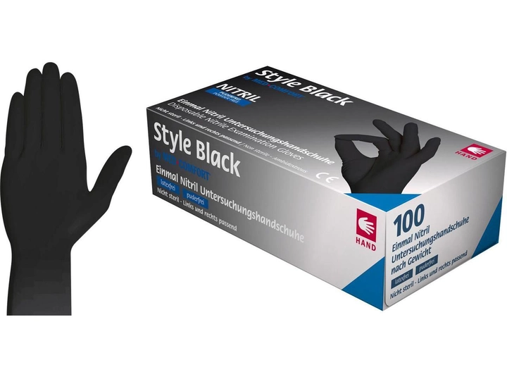 Рукавички нітрилові неопудрені, чорні, розмір М, AMPri Style Black, 100 шт - зображення 1