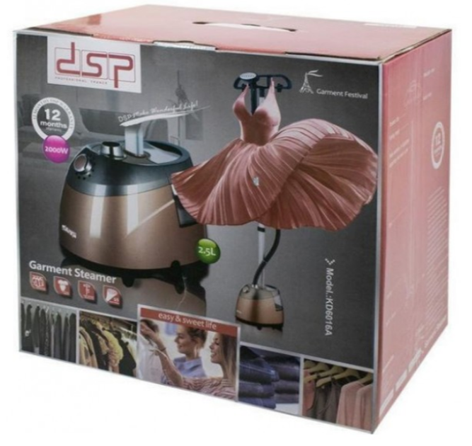 Отпариватель паровой утюг DSP Unit Pro Clean пароочиститель со стойкой для одежды DSP KD-6016A, 2000, 2,5 л, Rose-Gold - изображение 2