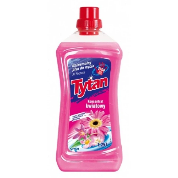 Рідина для миття поверхонь Tytan Квітковий Універсальний, 1.25 л - Фото 1 Рідина для миття поверхонь Tytan Квітковий Універсальний, 1.25 л - зображення 1