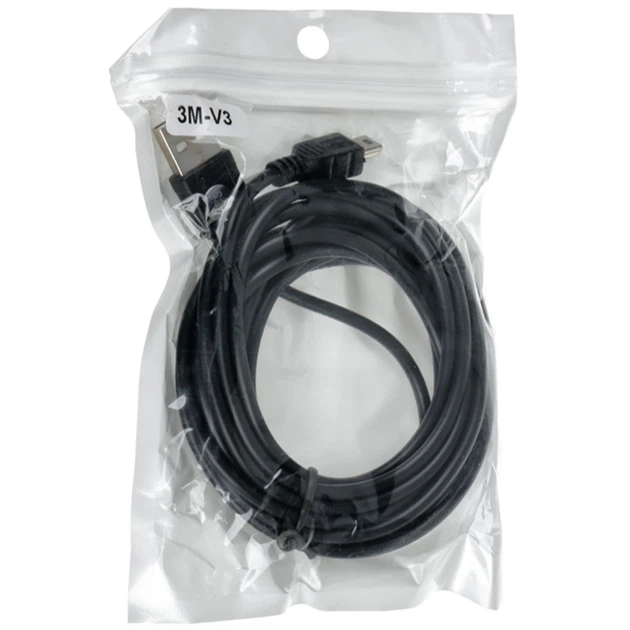 Кабель USB для заряджання GPS та Реєстраторів USB - miniUSB V3 3М Чорний - зображення 2