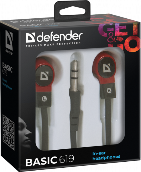 Наушники Defender Basic-619 Black-Red - изображение 2