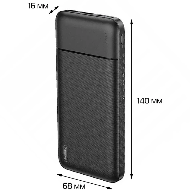 Портативный аккумулятор Power Bank Remax 10000 mah RPP-96 Black внешний - Фото 2 Портативный аккумулятор Power Bank Remax 10000 mah RPP-96 Black внешний - изображение 2