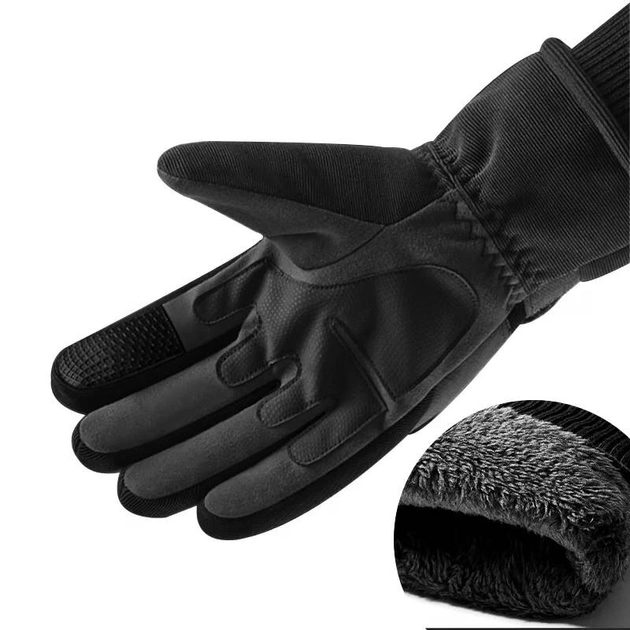 Тактичні зимові повнопалі перчатки з флисом Eagle Tactical ET-03 Black Розмір L - зображення 2