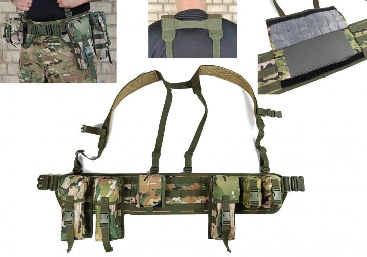 Тактический разгрузочный пояс PA с комплектом подсумков мультикам (военно-тактическая разгрузка, РПС, ременно-плечевая система) YL-19-M - изображение 2