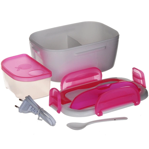 Термо ланчбокс The Electric Lunch Box (3166) Білий з малиновим фото