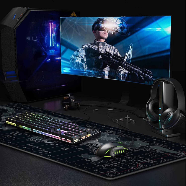 Коврик для игровой мыши JIALONG, большой коврик для мыши XXL 900x400 мм, удобный, моющийся, нескользящий коврик для стола, поддержка компьютеров, ПК и ноутбуков - Карта мира - изображение 4