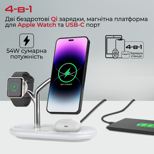 Беспроводная зарядная станция Promate Synergy White (synergy.white ...